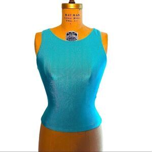 Shiny Teal ‘Softouch Sport’ Ribbed Crop tank